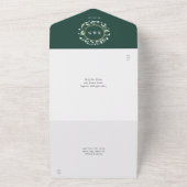 Monogram Greenery Floral Emerald Green Wedding All In One Uitnodiging (Buitenkant)