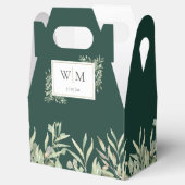 Monogram Greenery Foliage Emerald Green Wedding Bedankdoosjes (Geopend)