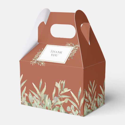 Monogram Greenery Foliage Terracotta Wedding Bedankdoosjes (Achterkant)