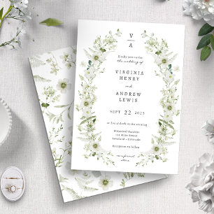Monogram Greenery Wedding Kaart