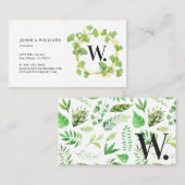 Monogram Greenery Wreath Visitekaartje (Voorkant / Achterkant)