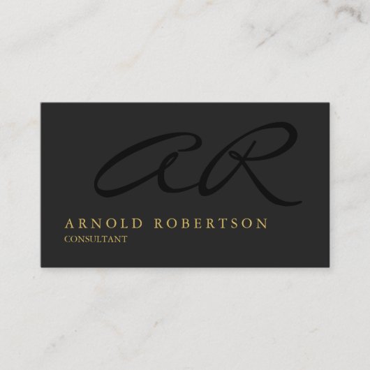 Monogram Grey Gold Carte de visite professionnel (Devant)