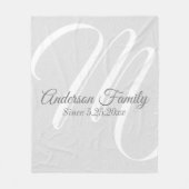 Monogram Grey Linen Kijk Fleece Deken (Voorkant)