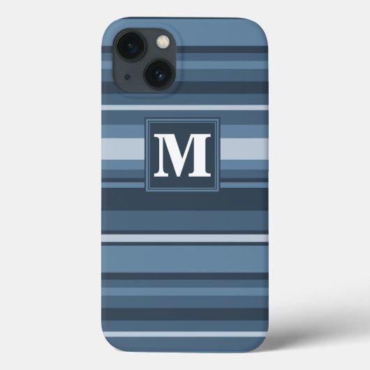 Monogram grijs-blauwe strepen Hoesje-Mate iPhone c Case-Mate iPhone Case (Achterkant)