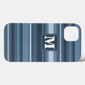 Monogram grijs-blauwe strepen Hoesje-Mate iPhone c Case-Mate iPhone Case (Achterkant (horizontaal))