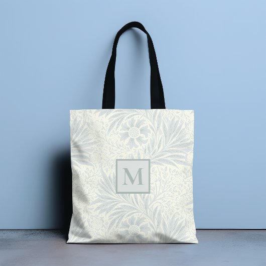 Monogram  grijs bloemmotief | Botanisch Draagtas