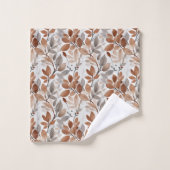 Monogram grijs bruin beige blad botanisch bad handdoek (Wasdoekje)