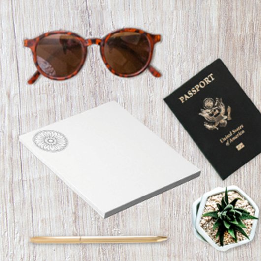 Monogram grijs en Roze Modern Medallion Pattern Notitieblok