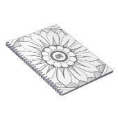 Monogram grijs en Roze Modern Medallion Pattern Notitieboek (Rechterzijde)