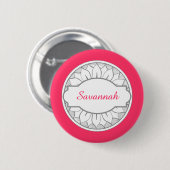 Monogram grijs en Roze Modern Medallion Pattern Ronde Button 5,7 Cm (Voorkant /achterkant)