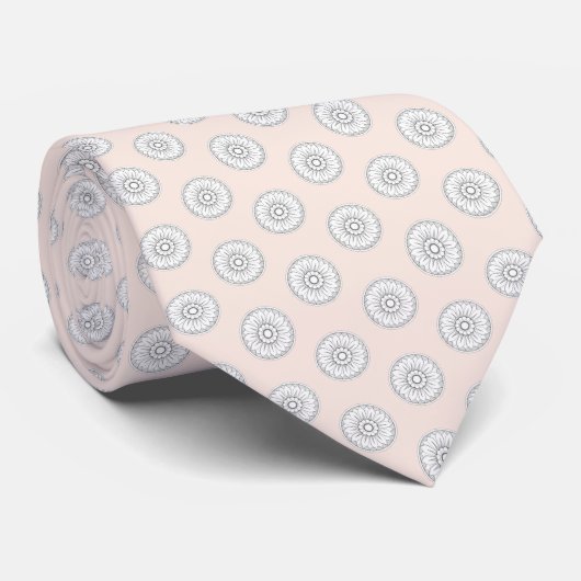 Monogram grijs en Roze Modern Medallion Pattern Stropdas (Opgerold)