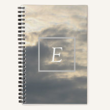 Monogram grijs en wit wolken Notitieboek van 5,5 x