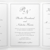 Monogram Grijs Formele Foto Traditionele Huwelijk Drieluik Uitnodiging (Binnenkant midden)