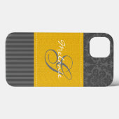 Monogram grijs Geel Damascus Stripe iPad-luchttas Case-Mate iPhone Case (Achterkant (horizontaal))