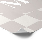 Monogram Grijs Geruit Patroon Aangepaste Initiaal Poster (Hoek)