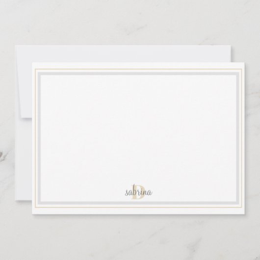 Monogram Grijs & Gouden Streep Bedankkaart (Voorkant)