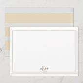 Monogram Grijs & Gouden Streep Bedankkaart (Voorkant / Achterkant)