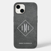 Monogram grijs leder Case-Mate iPhone case (Achterkant)