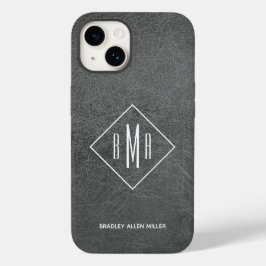 Monogram grijs leder Case-Mate iPhone 14 hoesje