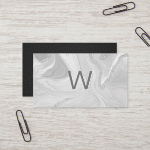 Monogram Grijs Marmer Leren Visitekaartje