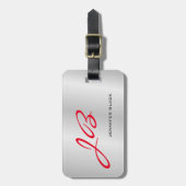 Monogram grijs - minimalistisch bagagelabel (Voorkant verticaal)