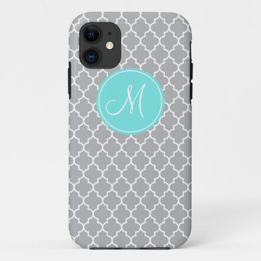 Monogram Grijs Quatrefoil Patroon iPhone 5/5s Hoes (Achterkant)