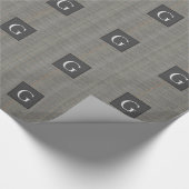 Monogram Grijs Tweed Bruidsjonker Trouwcadeau Cadeaupapier (Hoek)