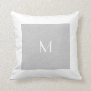 Monogram grijs & wit   Elke grootte   Aangepast Kussen