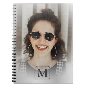 Monogram Grijs Zilveren Foto Aandenken Notitieboek