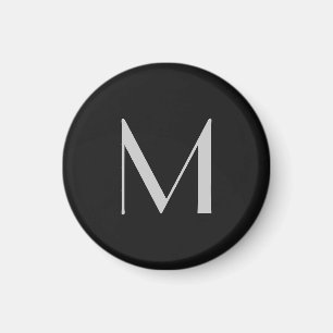 Monogram grijs zwart Modern Voeg Jouw naam Initiaa Magneet