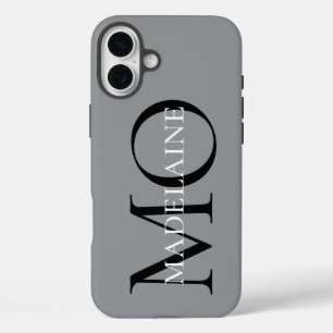 Monogram grijs zwart persoonlijk iPhone 16 plus hoesje