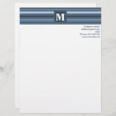 Monogram grijsblauwe strepen briefhoofd sjabloon (Voorkant / Achterkant)