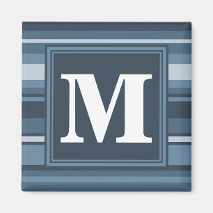 Monogram grijsblauwe strepen magneet