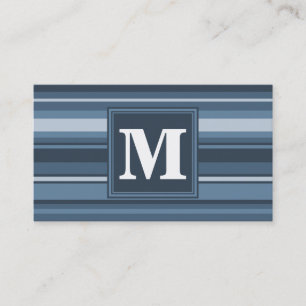 Monogram grijsblauwe strepen visitekaartje