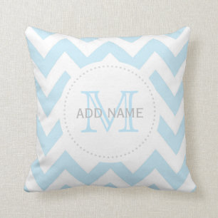 Monogram Grijze Blauwe Chevron Baby Pillow Kussen