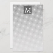 Monogram grijze cirkels patroon briefpapier (Voorkant / Achterkant)