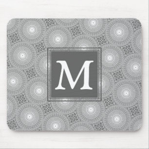 Monogram grijze cirkels patroon muismat