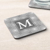 Monogram grijze cirkels patroon onderzetter (Linkerzijde)