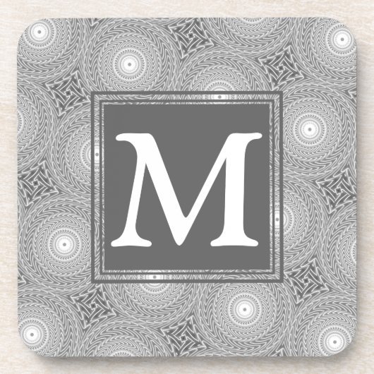 Monogram grijze cirkels patroon onderzetter (Voorkant)