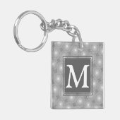 Monogram grijze cirkels patroon sleutelhanger (Voorkant Links)