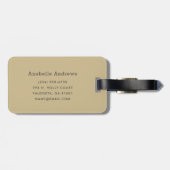 Monogram grijze en goudstrepen | bewerkbare kleure bagagelabel (Achterkant horizontaal)