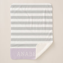Monogram grijze en Lila strepen | bewerkbare kleur