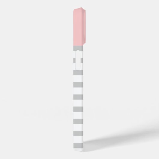 Monogram grijze en roze preppy stripes Case-Mate iPhone case (Achterkant / Rechts)