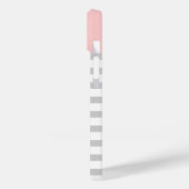 Monogram grijze en roze preppy stripes Case-Mate iPhone case (Achterkant / Links)