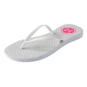 Monogram grijze en roze Stippen Teenslippers (Schuin)