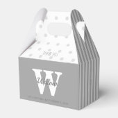 Monogram Grijze pols Dots Stripes Bedankdoosjes (Voorkant Zijde)