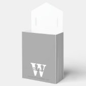 Monogram Grijze pols Dots Stripes Favor Box Bedankdoosjes (Geopend)