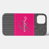Monogram grijze roze Damask Stripe iPad Air Case (Achterkant (horizontaal))