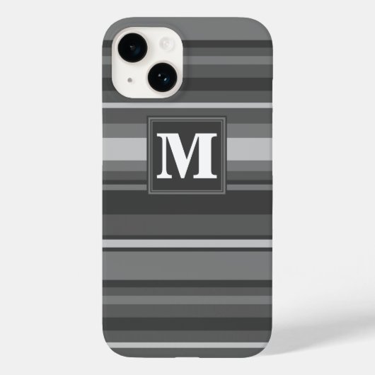 Monogram grijze strepen Case-Mate iPhone case (Achterkant)