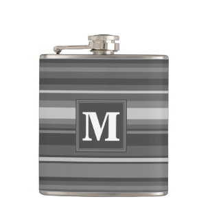 Monogram grijze strepen heupfles